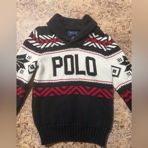 Polo by Ralph Lauren Black, White, and Red Turtleneck Sweater